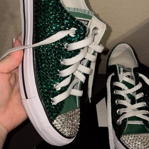 Green Custom Blinged Converse